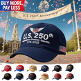 thumbnail image 1 of America 250th Anniversary Retro Embroidered Hat, Patriotic Adjustable Baseball Cap, Tribute Edition, Celebrate 250 Years of U.S. Freedom and National Spirit, 1 of 9