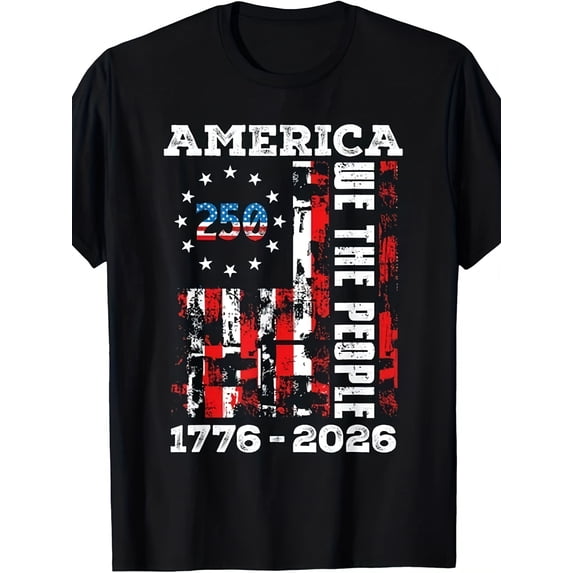 America 250th Anniversary T-Shirt We The People 1776-2026 Patriotic USA Flag Distressed Graphic Tee Retro Vintage Style Men Women Short Sleeve Top