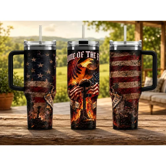 America 250th Anniversary Tumbler, Patriotic Eagle Memorial 40oz Cup, Veteran Gift for Independence Day