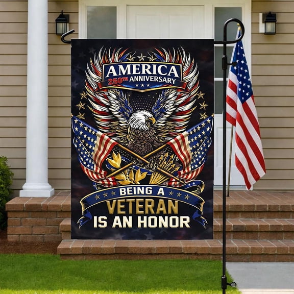 America 250th Anniversary Veteran Garden Flag, Honor and Service Patriotic Eagle Yard Flag, Veteran Gift