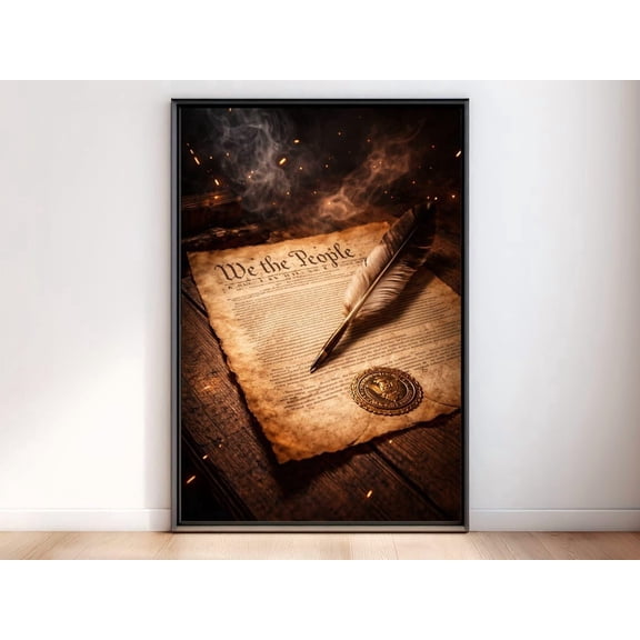 America 250th Anniversary Wall Art We The People 1776 US Constitution Document Print, Stretched Canvas 8x10in