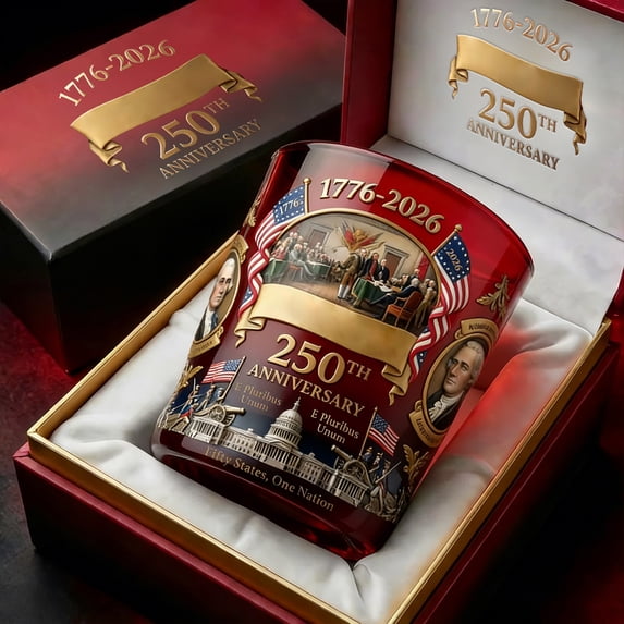 America 250th Anniversary “We The People” Heritage Whiskey Glass & Bottle, Independence Printed for Liquor Scotch Bourbon, 250th Patriotic Gift