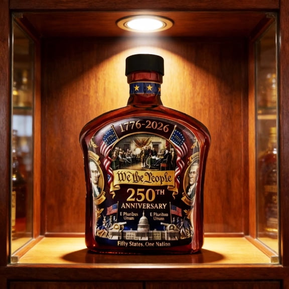 America 250th Anniversary Whiskey Bottle “We The People” Heritage Commemorative Glass Liquor Bottle, Independence Printed Collectible Bottle for Liquor Scotch Bourbon, 250th Patriotic Gift