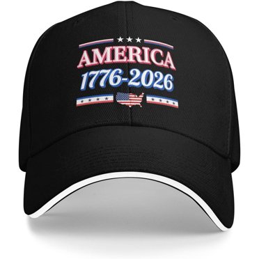 US 250th Anniversary 1776-2026 America Flag Adjustable Baseball Cap - Men's Casual, Multi-Color, Cotton/Polyester