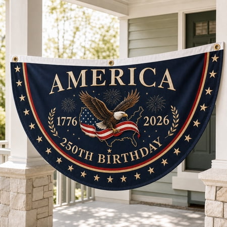 America 250th Birthday Pleated Bunting Flag 1776-2026 USA Decor