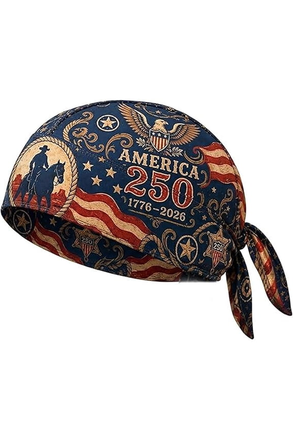 America 250th Cycling Pirate Hat/Biker Headwrap, America 250 Cooling Headscarf for Riding, Motorcycle Dew Rag Head Wrap