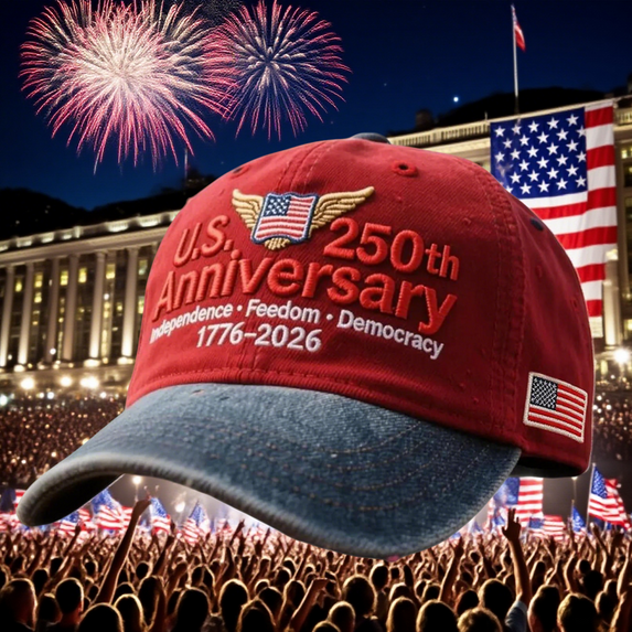 America 250th Hat, Adjustable Retro Washed Patriotic Cap, Army Edition, U.S. Flag Detail, Celebrate 250 Years of National Heritage, Red