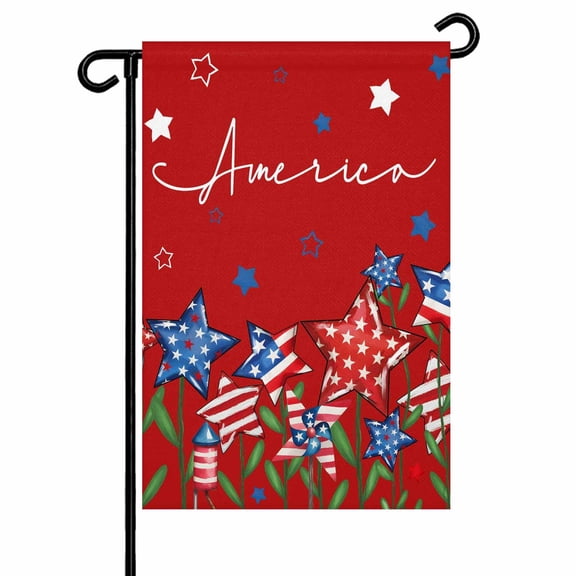 America 4th of July Garden Flags for Outside Blue Red Striped Stars Double Sided Yard Flags Outdoor House Decoration, Small 12X18 Inch,