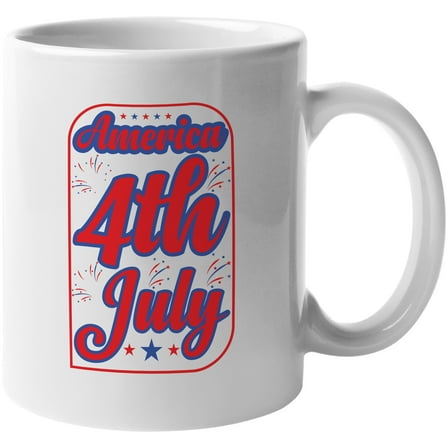 America 4th of July, White 11oz Ceramic Mug