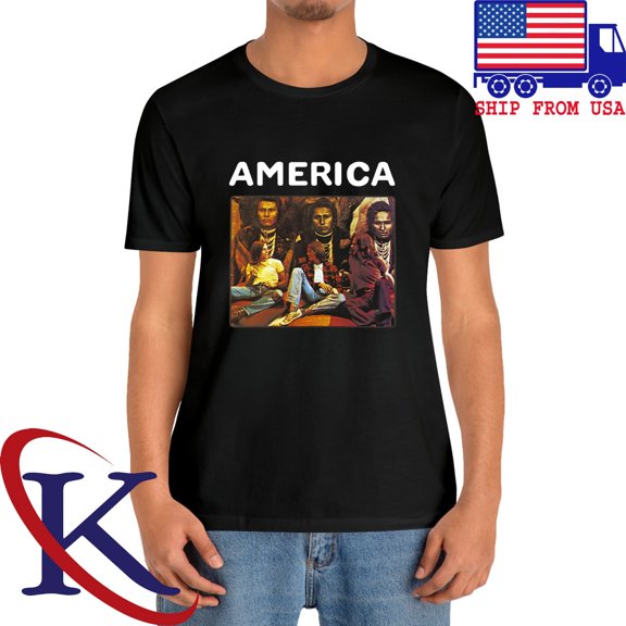 America America Men's Black T-Shirt Size S-5XL