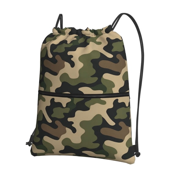 America Army Camouflage Drawstring Backpack Bag Water Resistant Yoga Shopping Cinch Bag Sackpack For Men Women