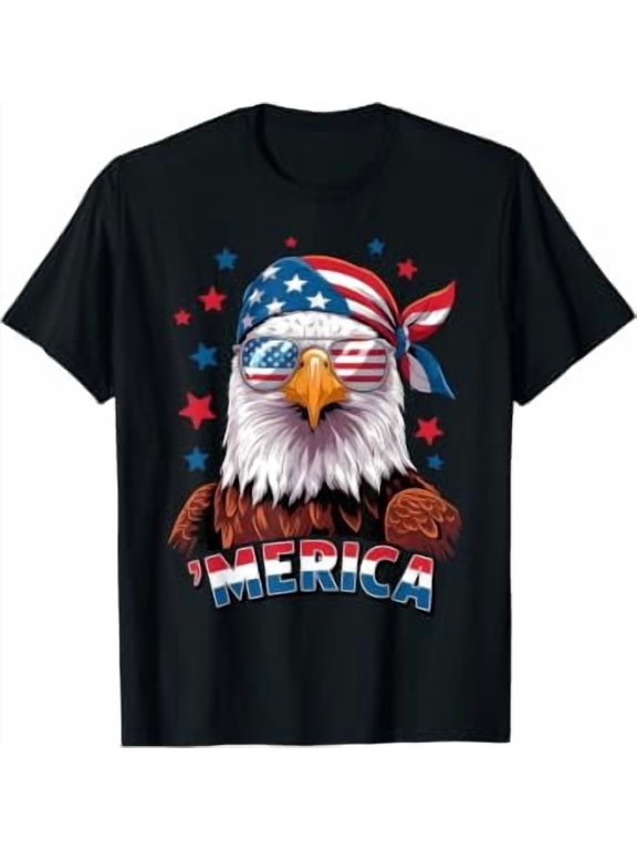 America Bald Eagle 4th Of July USA American Flag T-Shirt