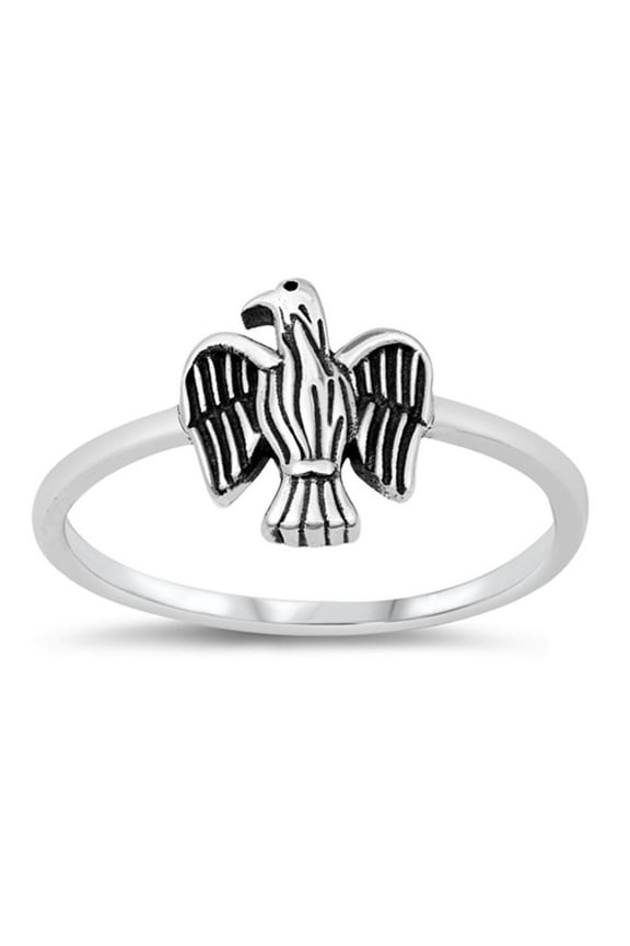 America Bald Eagle Bird Wing Ring .925 Sterling Silver Band Jewelry Female Male Unisex Size 8