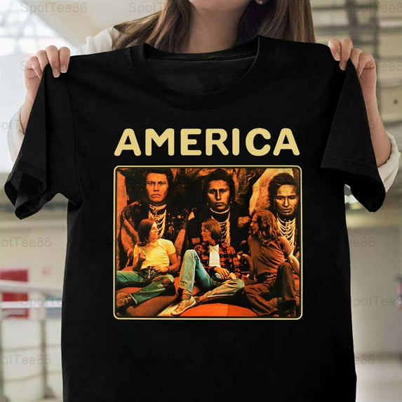 America Band Album Cover Vintage Style Retro 70s Classic Rock Fan V60758 Unisex T-Shirt, Up to Size 5XL