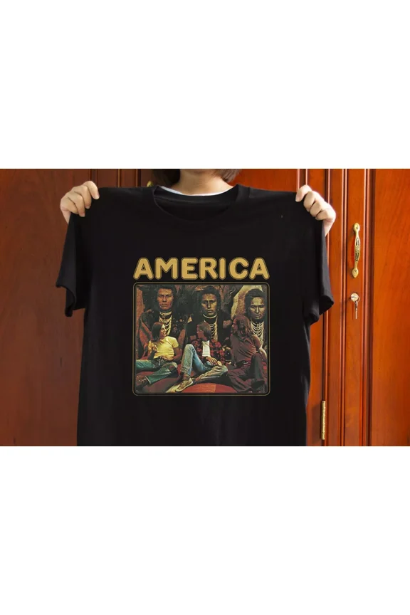 America Band Black White Unisex T-Shirt Size S-5XL