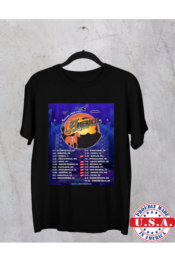 America Band Encore Full Tour Date USA T Shirt Full Size S-5XL