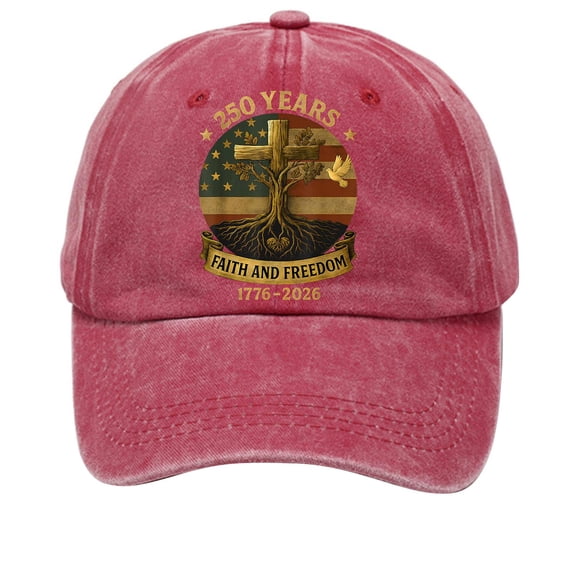 America Birthday Hat 1776 2026 250 Years Freedoms Anniversary Hat Washed Print Embroidered Retro Patriotic Cap