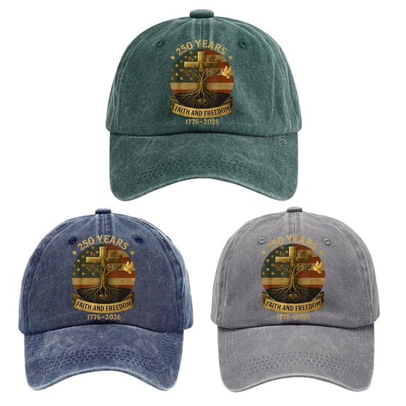 America Birthday Hat 1776 2026 250 Years Freedoms Anniversary Hat Washed Print Embroidered Retro Patriotic Cap