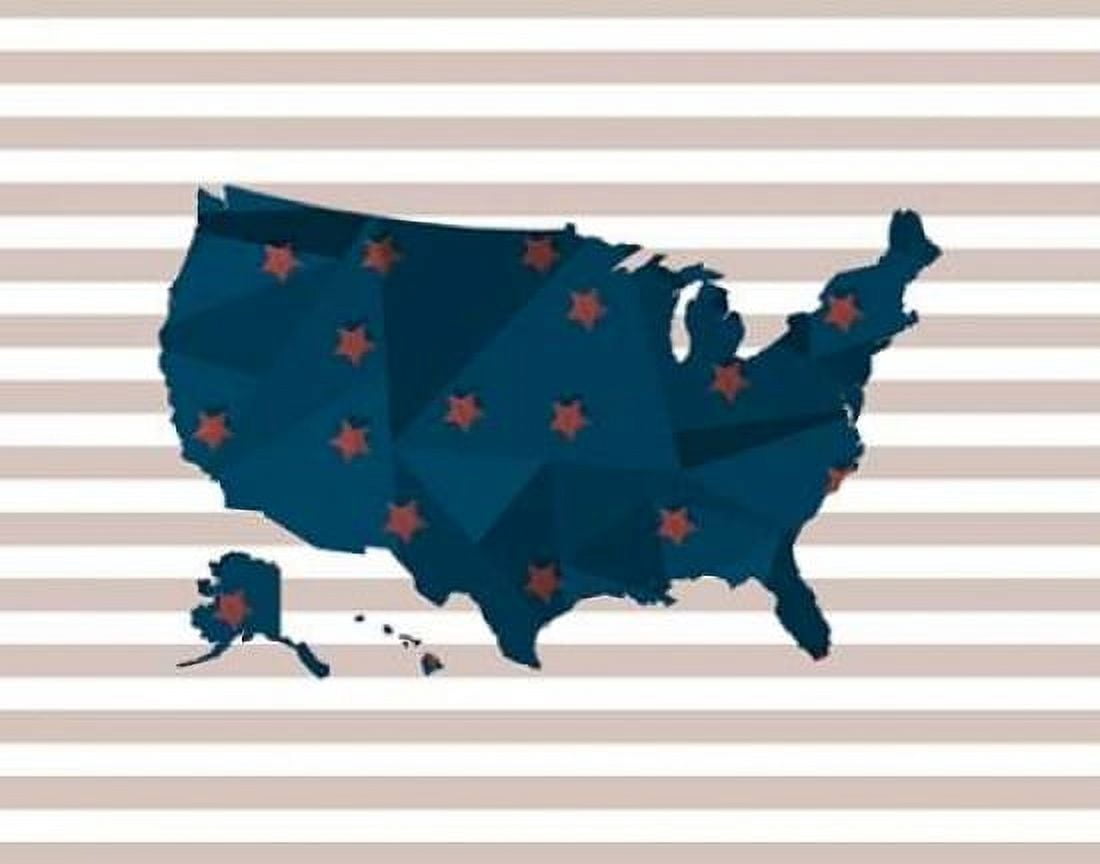 America Blue Red Stripes Canvas Art - Tara Moss (22 x 28)