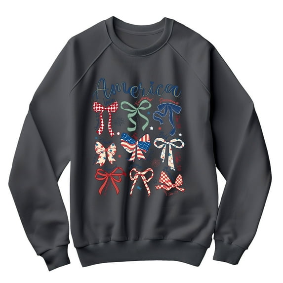 America Bow Bible Verse Sweatshirt for Women - Patriotic Faith Graphic Pullover with Scripture - 4th of July USA Christian Inspirational Top