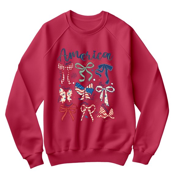 America Bow Bible Verse Sweatshirt for Women - Patriotic Faith Graphic Pullover with Scripture - 4th of July USA Christian Inspirational Top