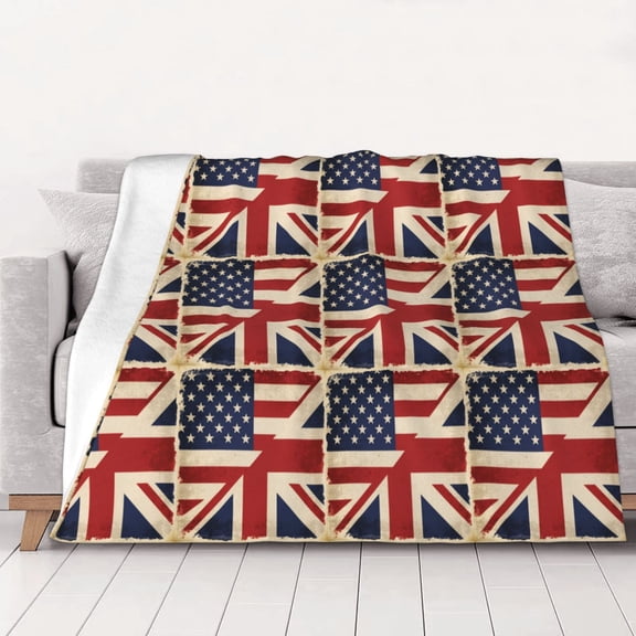 America British Flag Warm Cozy Plush Throw Blanket for Couch Bed Sofa 50"x40"