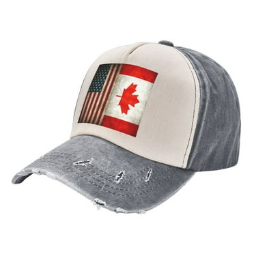 America Canada Flag Distressed Baseball Cap Dad Hats for Men Women Vintage Trucker Hat Low Profile Ball Caps