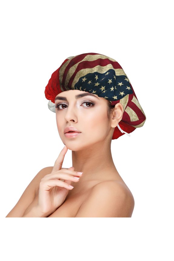 America Canada Flag Sleep Cap Satin Bonnet Sleeping Hat Soft Elastic Night Hair Cover For Women