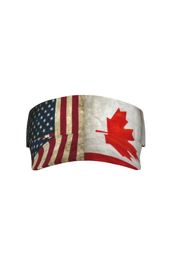 America Canada Flag Sports Sun Visor Hats Adjustable Sun Visor Caps For Women And Men