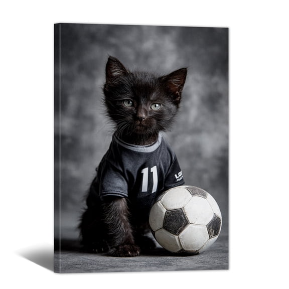 America Canvas Print for Living Room - 2026 World Football Cup Canvas Wall Art, Cute Cat and Soccer Themed Gifts, Artwork Home Decor for Living Room, Bedroom, Bathroom, Study