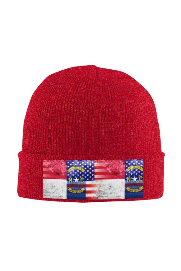 America-Carolina Flag Painted Beanie Hat Men Women Warm Printed Cap Knit Beanies Hats Outdoor Winter Red