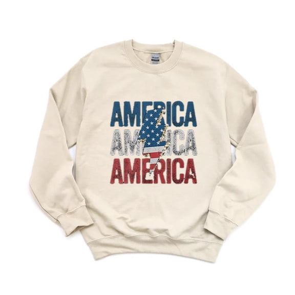 America Cheetah Lightning Bolt 4th July Patriotic USA Wildlife Graphic SweatShirt Unisex, up to 5XL