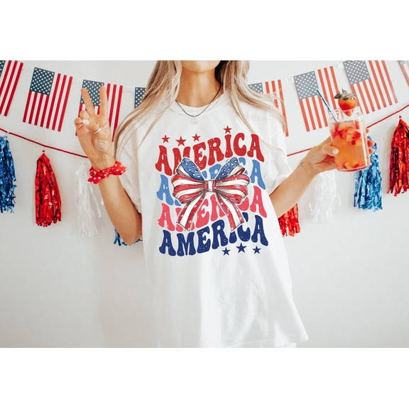 America Coquette Shirt, 4th of July Coquette Shirt, USA Coquette Bow Shirt, 4th of July Shirt, American Shirt, 4th of July party, Coquette Bow