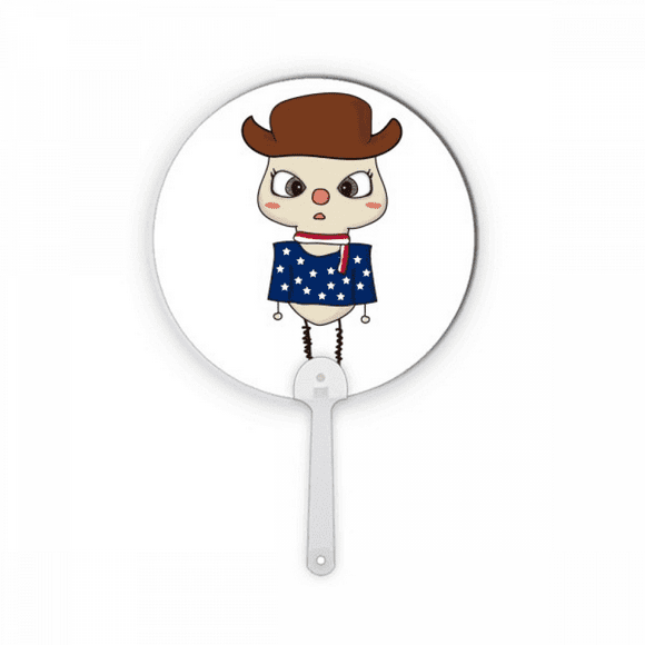 America Country Flag Cowboy Flag UU Plastic Round Handheld Fan Decorations Craft