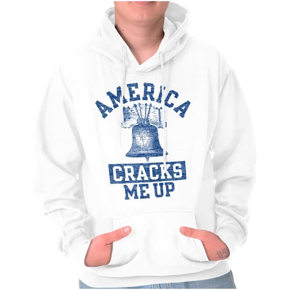 America Cracks Me Up Liberty Bell USA Hoodie Sweatshirt Women Men Brisco Brands L