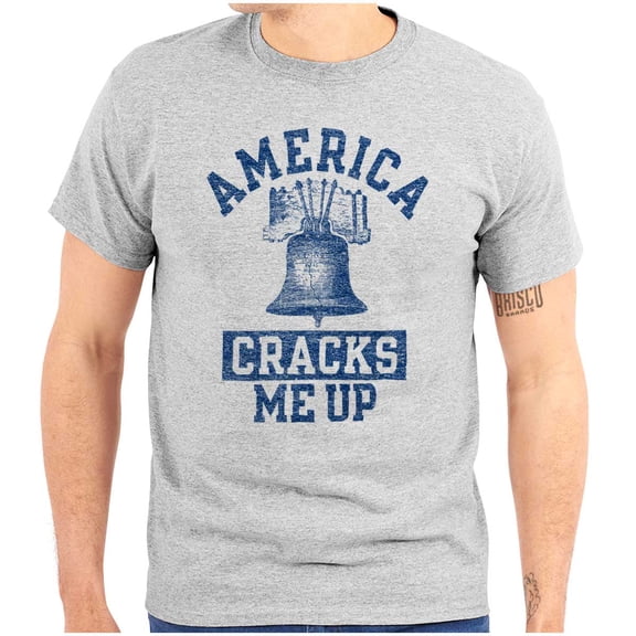 America Cracks Me Up Liberty Bell USA Men's Graphic T Shirt Tees Brisco Brands X