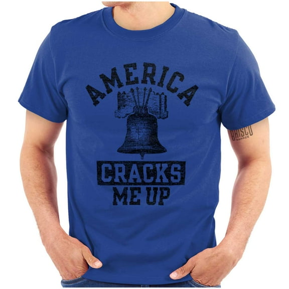 America Cracks Me Up Liberty Bell USA Men's Graphic T Shirt Tees Brisco Brands X