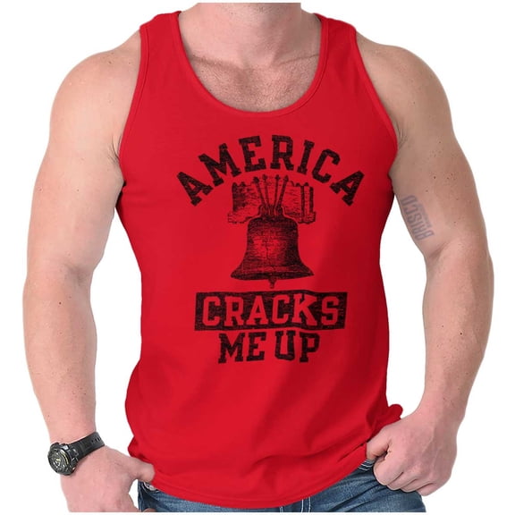 America Cracks Me Up Liberty Bell USA Plus Size Graphic Tank Top Brisco Brands 2X