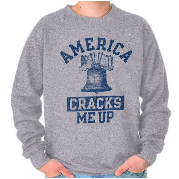 America Cracks Me Up Liberty Bell USA Sweatshirt for Men or Women Brisco Brands M