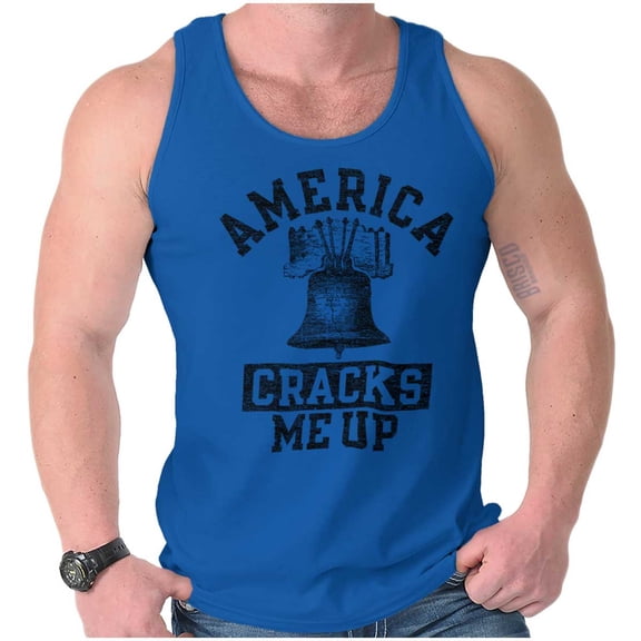 America Cracks Me Up Liberty Bell USA Tank Top T Shirts Men Women Brisco Brands X