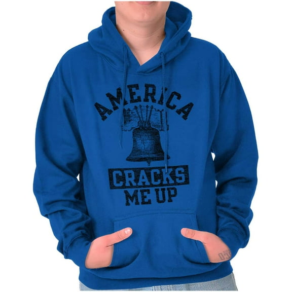 America Cracks Me Up Liberty Bell USA Unisex Plus Fleece Graphic Hoodie Brisco Brands 3X