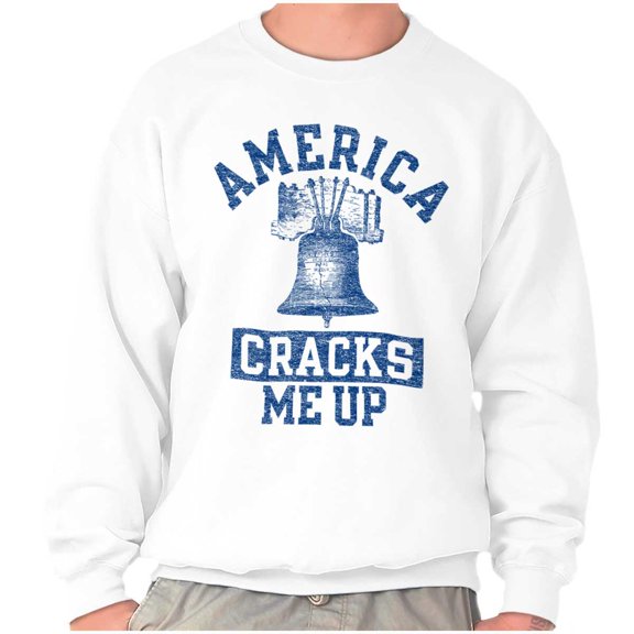 America Cracks Me Up Liberty Bell USA Unisex Plus Fleece Graphic Sweatshirt Brisco Brands 2X