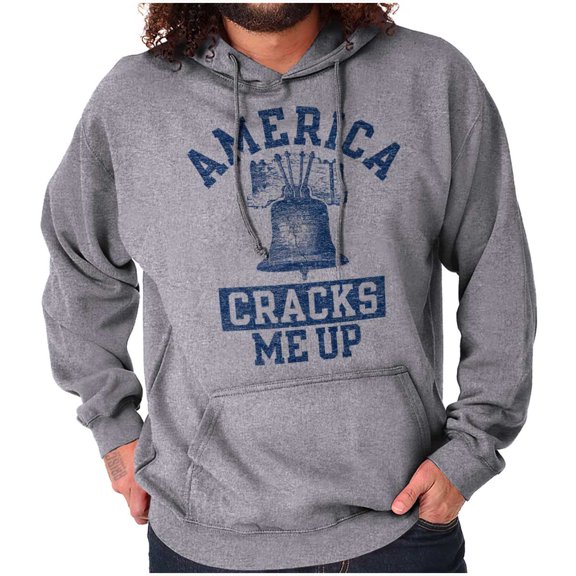 America Cracks Me Up Liberty Bell USA Unisex Plus Fleece Graphic Hoodie Brisco Brands 3X