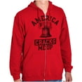 thumbnail image 1 of America Cracks Me Up Liberty Bell USA Unisex Fleece Graphic Zip Up Hoodie Brisco Brands 4X, 1 of 6