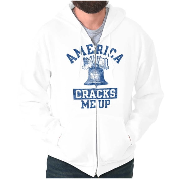 America Cracks Me Up Liberty Bell USA Zip Up Hoodie Men's Women's Brisco Brands S