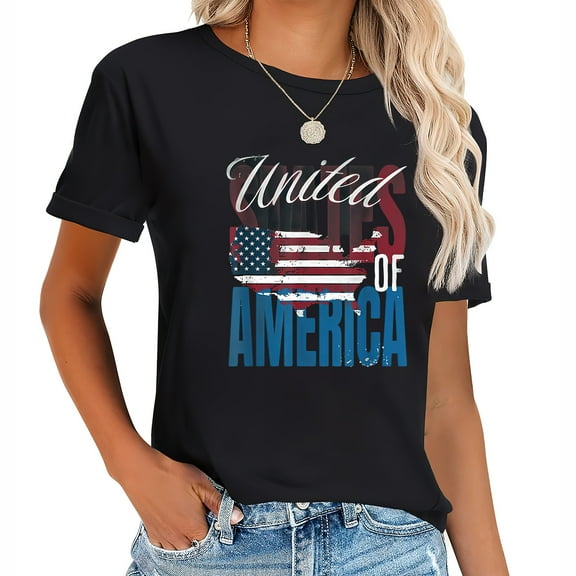 America Cute Short Sleeve Shirts with Cool Graphics for Women