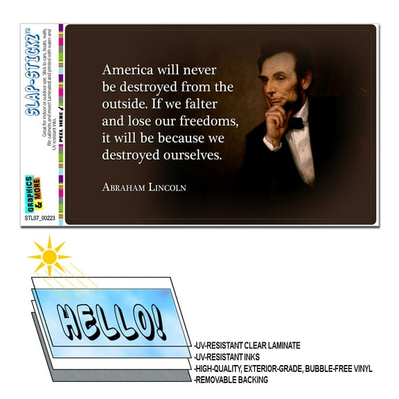 America Destroyed Freedom - Abraham Lincoln Republican Conservative SLAP-STICKZ(TM) Premium Sticker