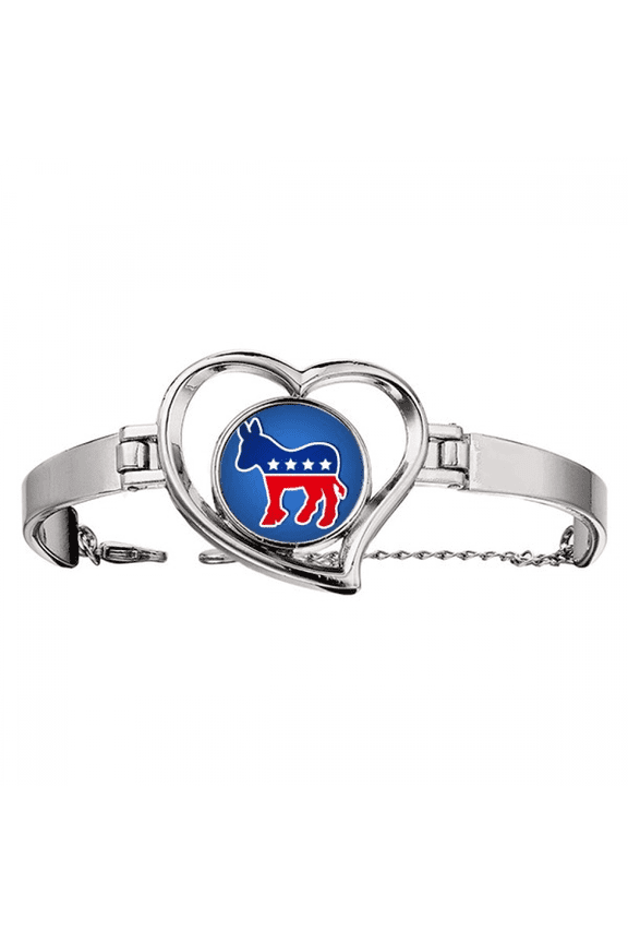 America Donkey Emblem Democratic Party Bracelet Heart Jewelry Wire Bangle
