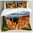 thumbnail image 1 of America Duvet Cover Set, Agua Canyon in Bryce National Park Natural View Trees and Rocks, Decorative 3 Piece Bedding Set with 2 Pillow Shams, King Size, Purpleblue Pale Cinnamon, by Ambesonne, 1 of 3