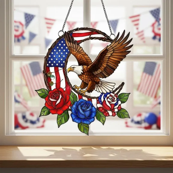 America Eagle Acrylic Suncatcher Patriotic Decor Window Hanging USA 250th Anniversary 1776 2026